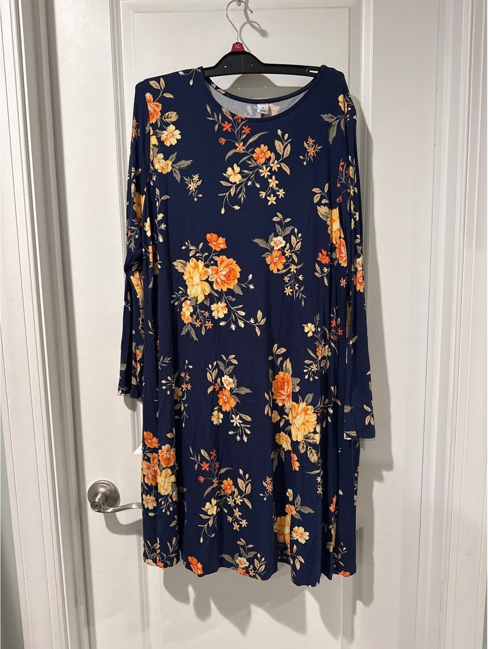 Old Navy XL Navy Blue Floral Long Sleeve Dress